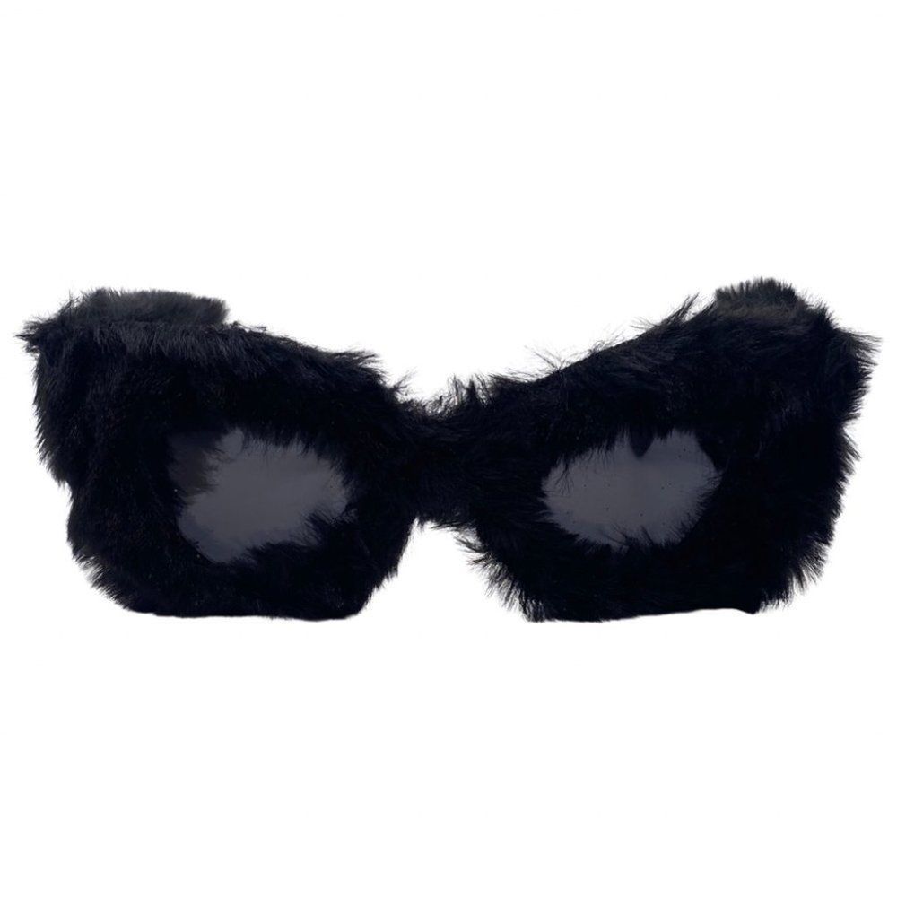 6173 | Black Fuzzy Cateye Novelty Sunglasses